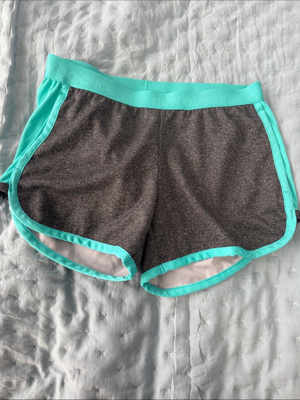 New Balance Gray Shorts with Teal Trim